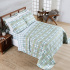 Kit Colcha Cobre Leito Queen 3 Peças 400 Fios Percal Matelassê Dupla Face Premier Estampado Grid Verde