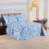 Kit Colcha Cobre Leito Queen 3 Peças 400 Fios Percal Matelassê Dupla Face Premier Estampado Floral Azul