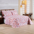 Kit Colcha Cobre Leito Queen 3 Peças 400 Fios Percal Matelassê Dupla Face Premier Estampado Floral Rosa