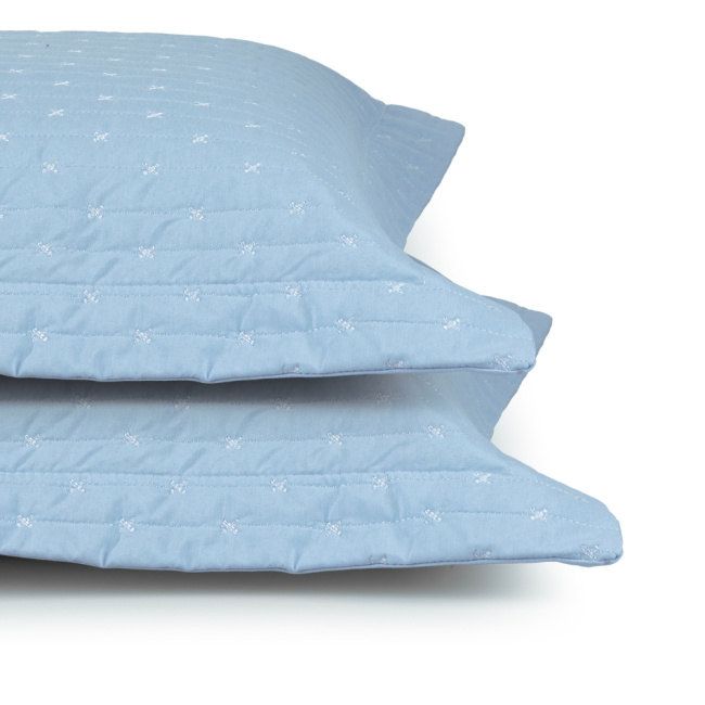 Kit Colcha Cobre Leito Queen 3 Peças Verity 200 Fios Algodão Matelassê Bordado Céu