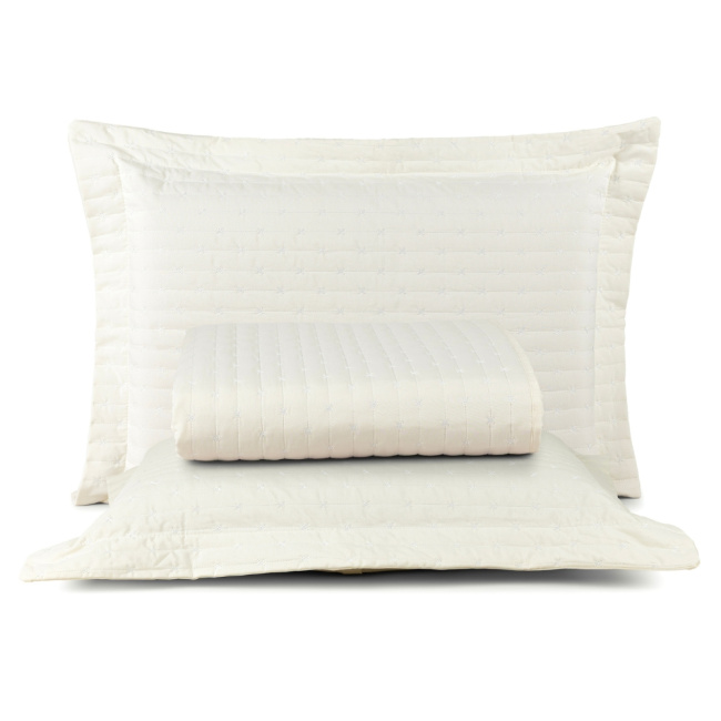 Kit Colcha Cobre Leito Queen 3 Peças Verity 200 Fios Algodão Matelassê Bordado Palha