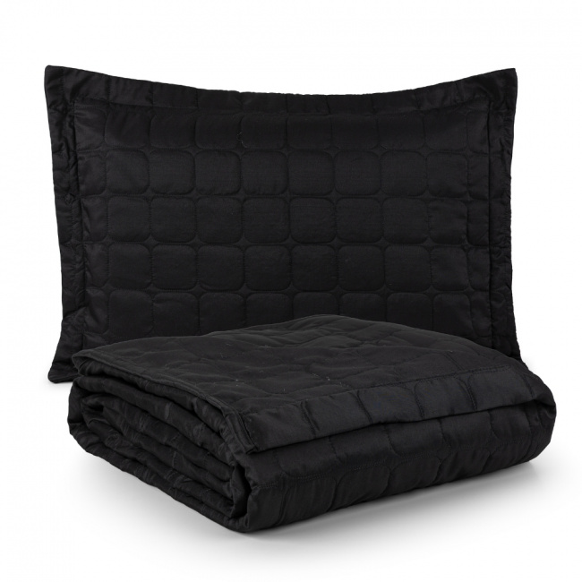 Kit Colcha Cobre Leito Solteiro 2 Peças Berlim Matelassê Dupla Face Preto