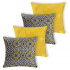Kit com 4 Capas de Almofadas Decorativas Coloridas para Sofá e Sala Manchester Estampada Com Zíper Azulejo Amarelo