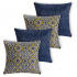 Kit com 4 Capas de Almofadas Decorativas Coloridas para Sofá e Sala Manchester Estampada Com Zíper Azulejo Azul