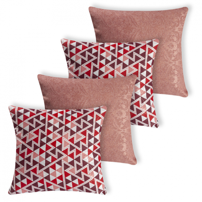 Kit com 4 Capas de Almofadas Decorativas Coloridas para Sofá e Sala Manchester Estampada Com Zíper Triangular Rosê