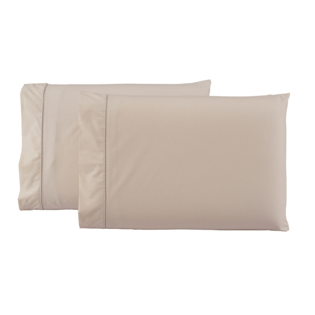 Par de Fronhas Percal Premium 230 Fios 100% Algodão 50x70cm Ponto Palito Cáqui
