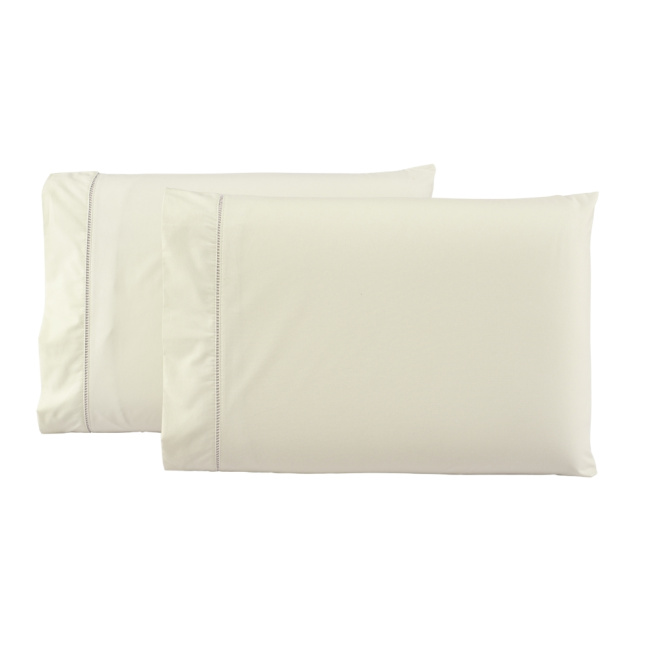 Par de Fronhas Percal Premium 230 Fios 100% Algodão 50x70cm Ponto Palito Pérola