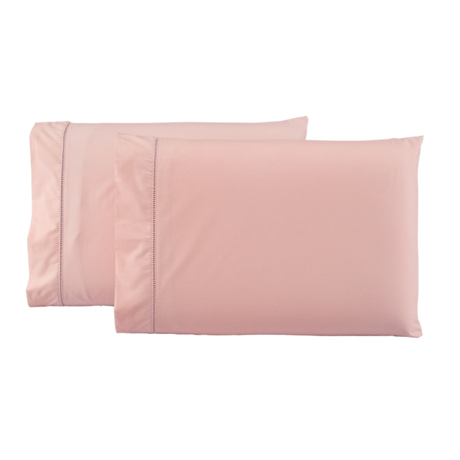 Par de Fronhas Percal Premium 230 Fios 100% Algodão 50x70cm Ponto Palito Rosê