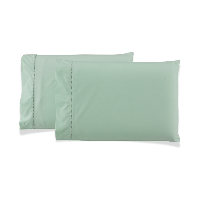 Par de Fronhas Percal Premium 230 Fios 100% Algodão 50x70cm Ponto Palito Verde