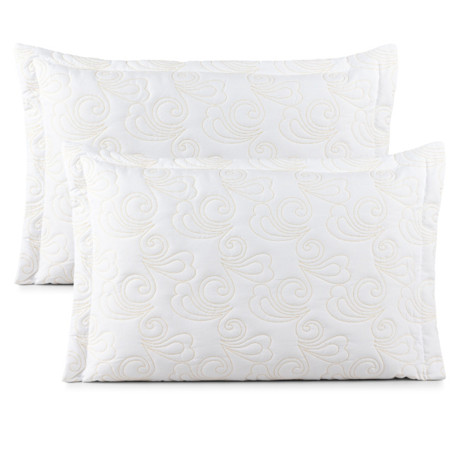 Par De Porta Travesseiro London 70x50cm 400 Fios Bordado Com Aba Americana Branco