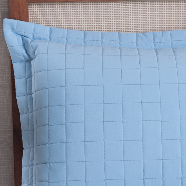 Par de Porta Travesseiros Classic 70x50cm 200 Fios 100% Algodão Azul Claro