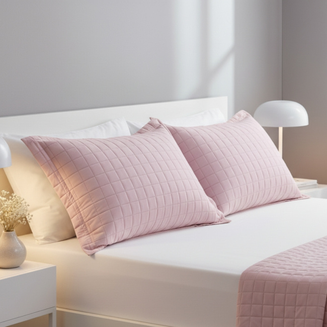 Par de Porta Travesseiros 100% Algodão 200 Fios 70x50cm Classic Rosê