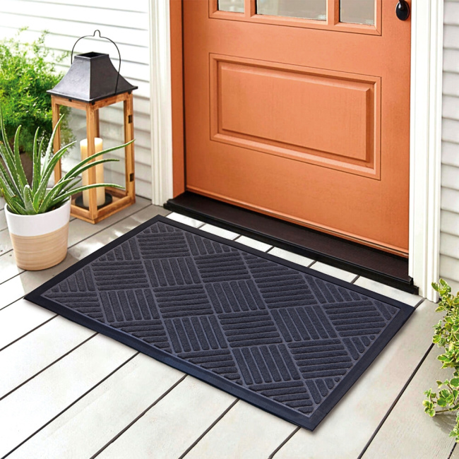 Tapete Capacho de Porta Antiderrapante Velaris 40x60cm Cinza