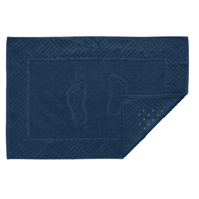 Tapete de Banheiro Piso Atoalhado Pezinho 100% Algodão 70x46cm Azul Marinho
