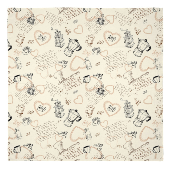 Toalha de Mesa 4 Lugares Basic 1,40x1,40m Estampada Coffe