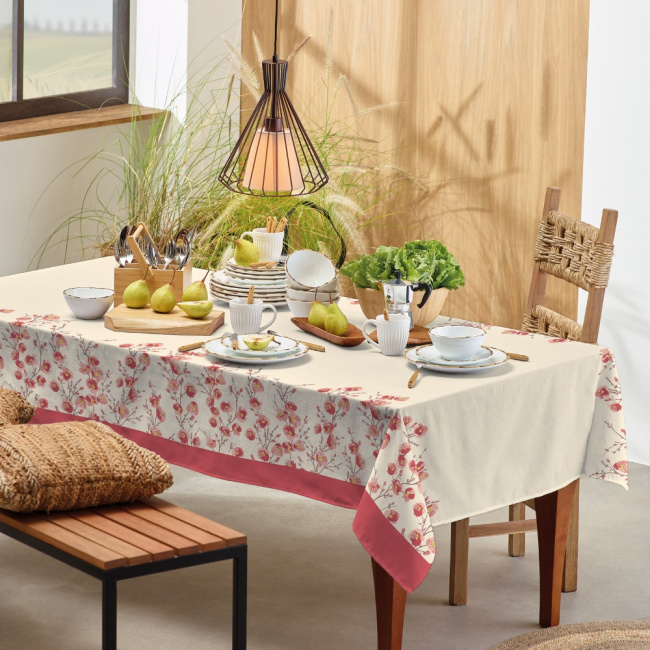 Toalha de Mesa 8 Lugares Basic 1,40x2,50m Estampada Cerejeira