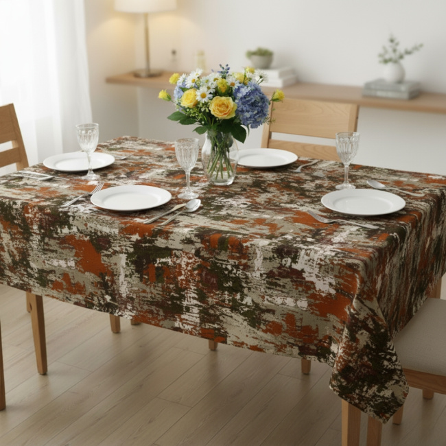 Toalha de Mesa Impermeável 10 Lugares 3,00m x 1,35m Bela Estampada Artsy Cobre
