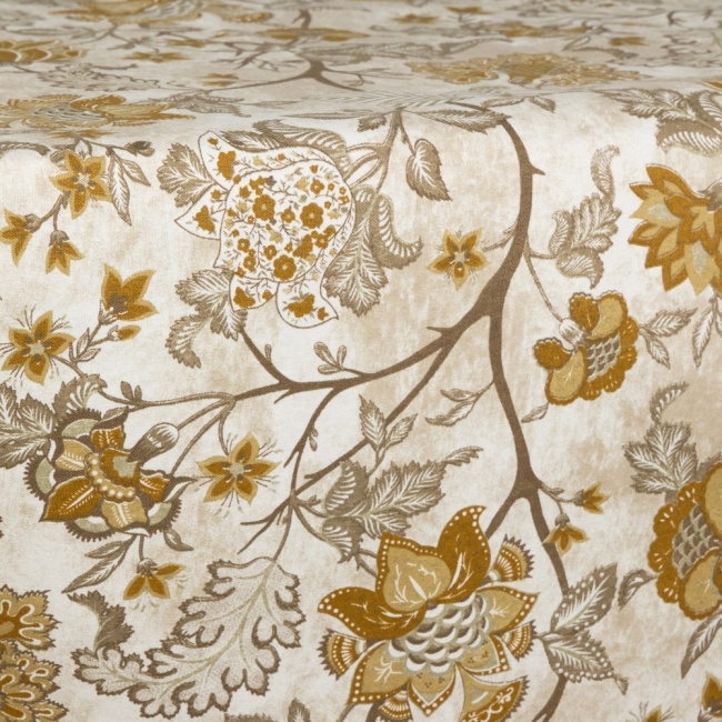 Toalha de Mesa Impermeável 6 Lugares 2,00m x 1,35m Bela Estampada Floral Âmbar