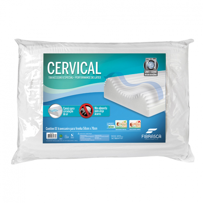 Travesseiro Cervical p/ Fronhas 50x70 Fibrasca