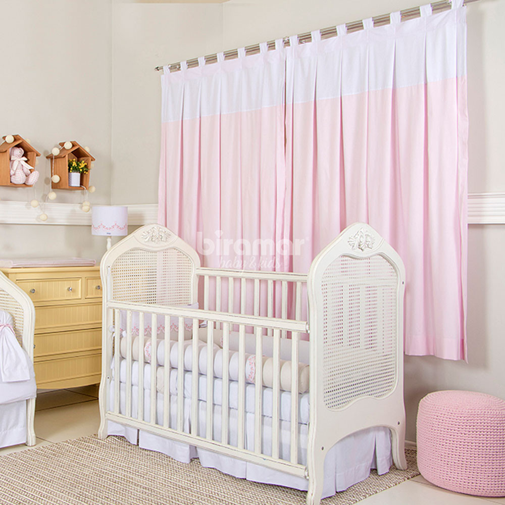 Cortina Para Quarto De Bebe Com Lapelas Percal Alice Bege Linda Enxovais