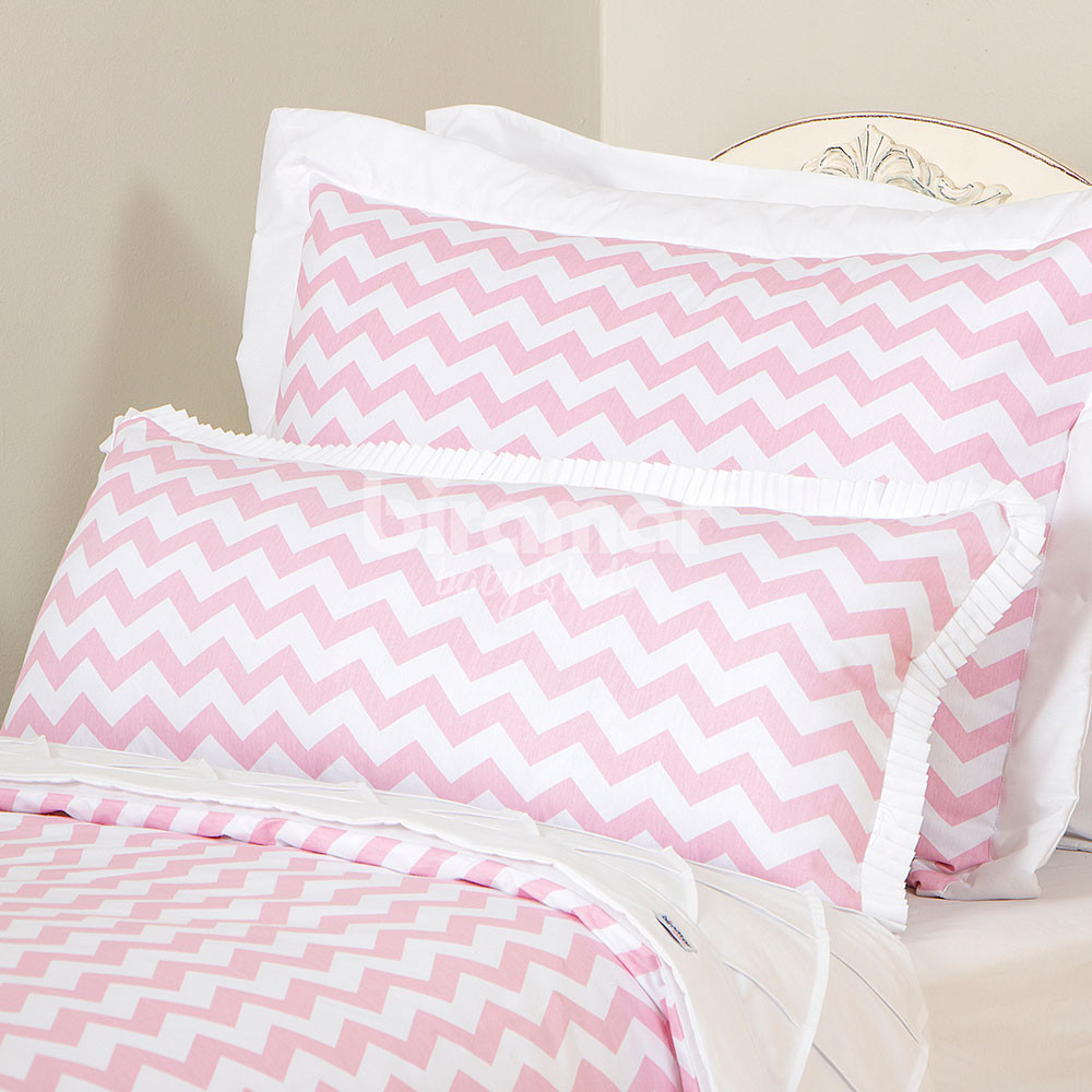 Edredom Solteiro Kids Dupla Face E Duvet Soho Chevron Rosa