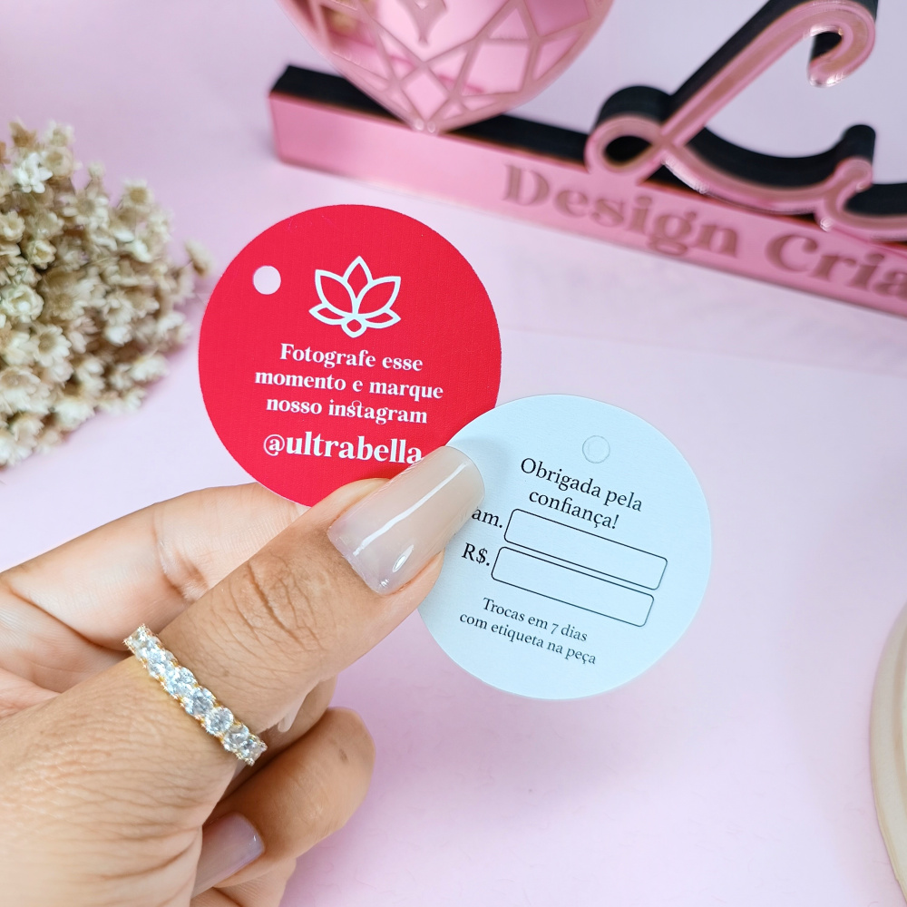 Mini tag redonda 5cm Personalizada - Line Design Criativo