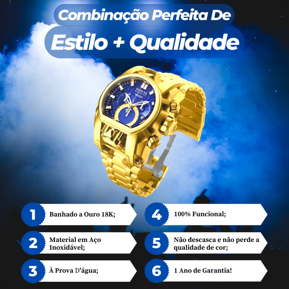 Relógio Masculino Magnum Original Prova D´agua Prata Azul