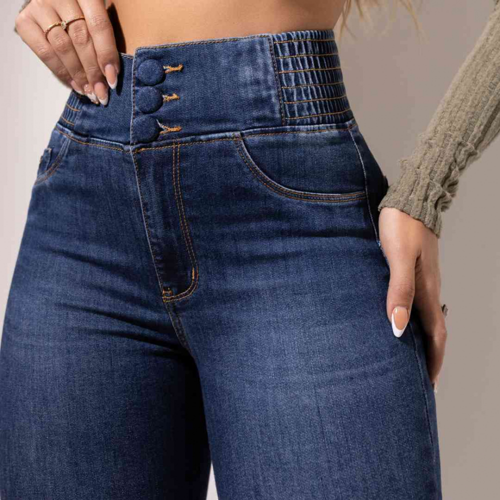 CALÇA JEANS MODELADORA FEMININA - COM ELASTICO NA CINTURA - Jeans
