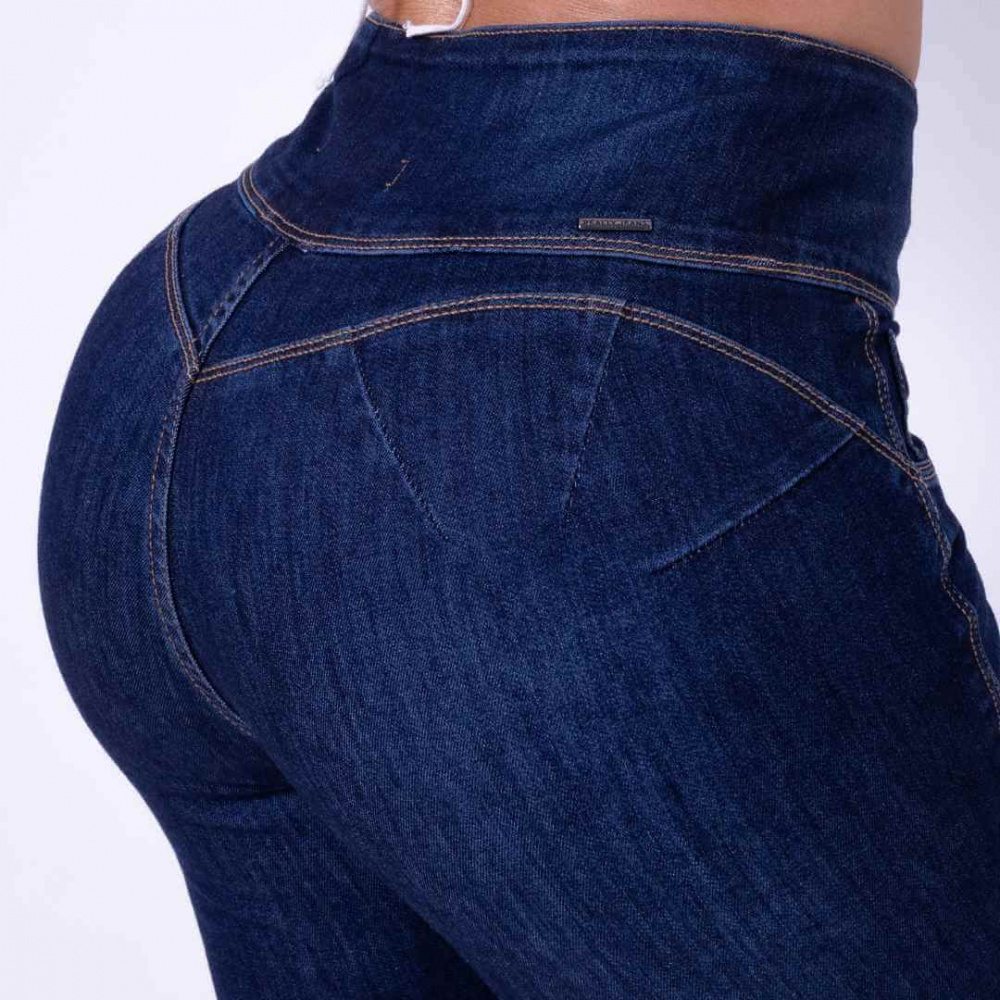 Calça Jeans Feminina Modeladora Fashion Blue Mega Bumbum Cós Alto VZ7577 -  VIZZALE