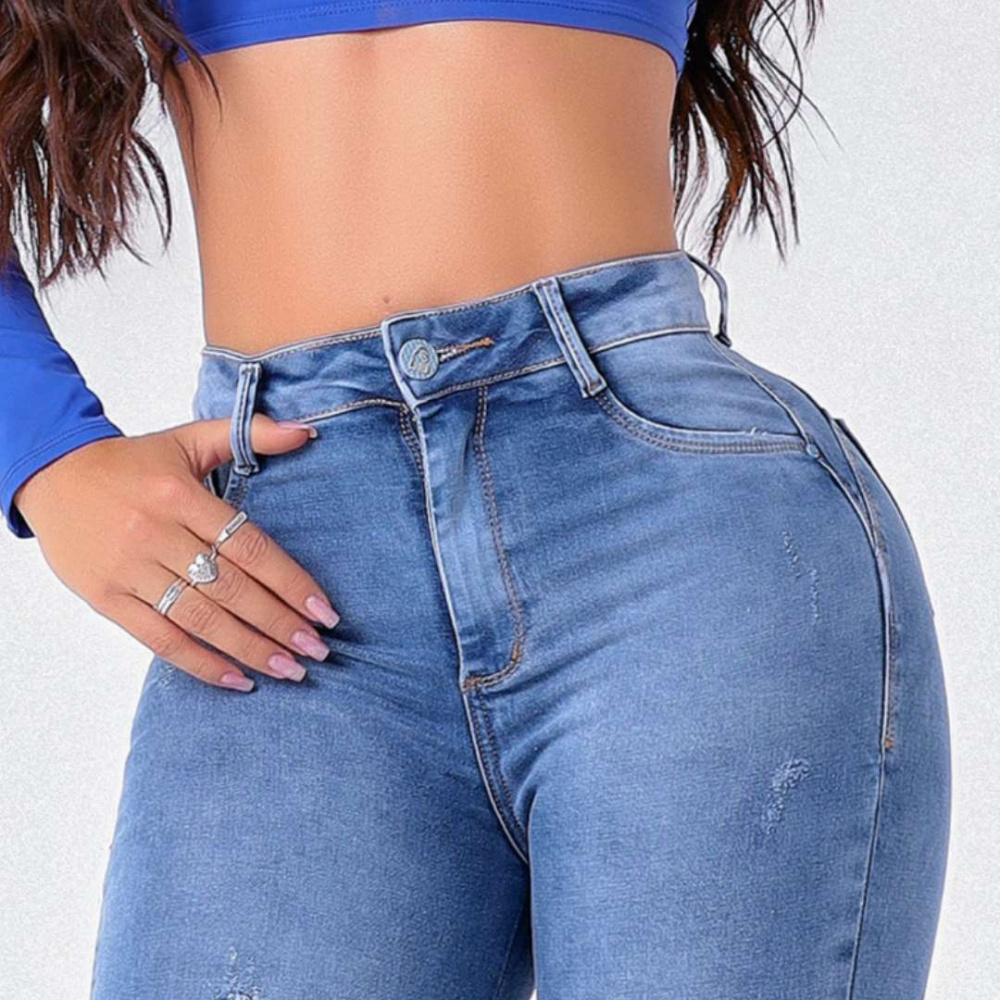 Calça Jeans Ultra Modeladora Skinny Levanta Bumbum Curvytech - Lizare Moda  Feminina