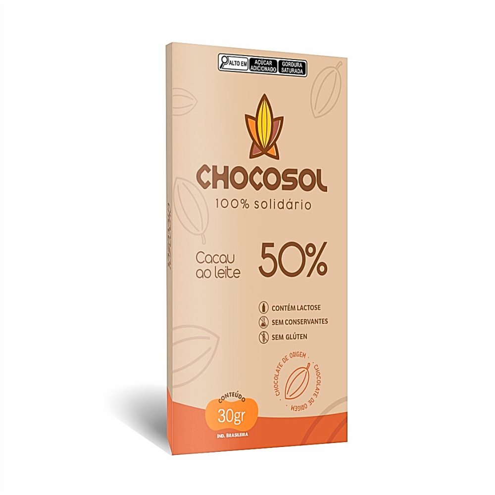 Barra de Chocolate 50% Cacau ao Leite 30gr CHOCOSOL - Loja Cesol - Loja ...