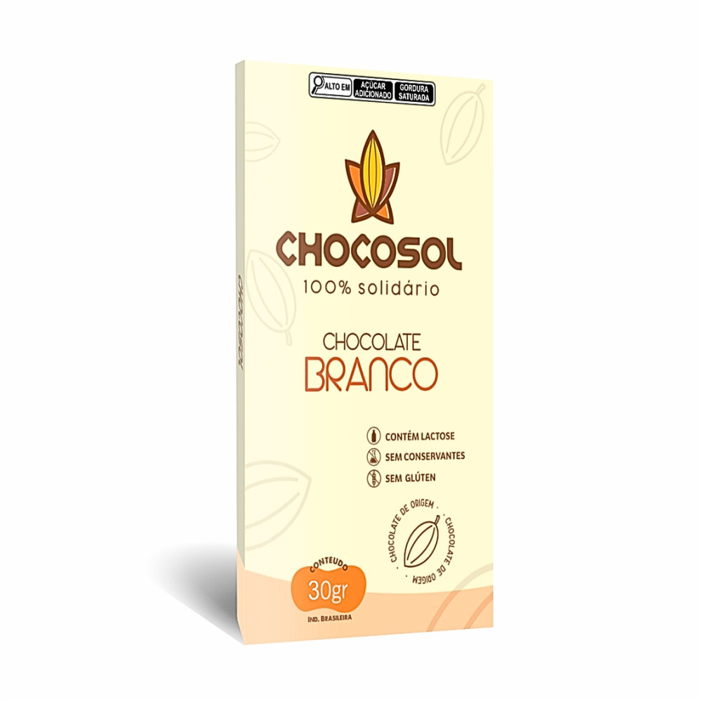 Barra de chocolate branco CHOCOSOL 30gr - Loja Cesol - Loja Cesol