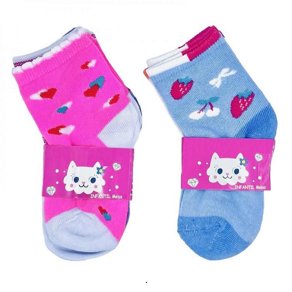 12 Calcinhas Infantil Menina Algodão + 12 Pares De Meias