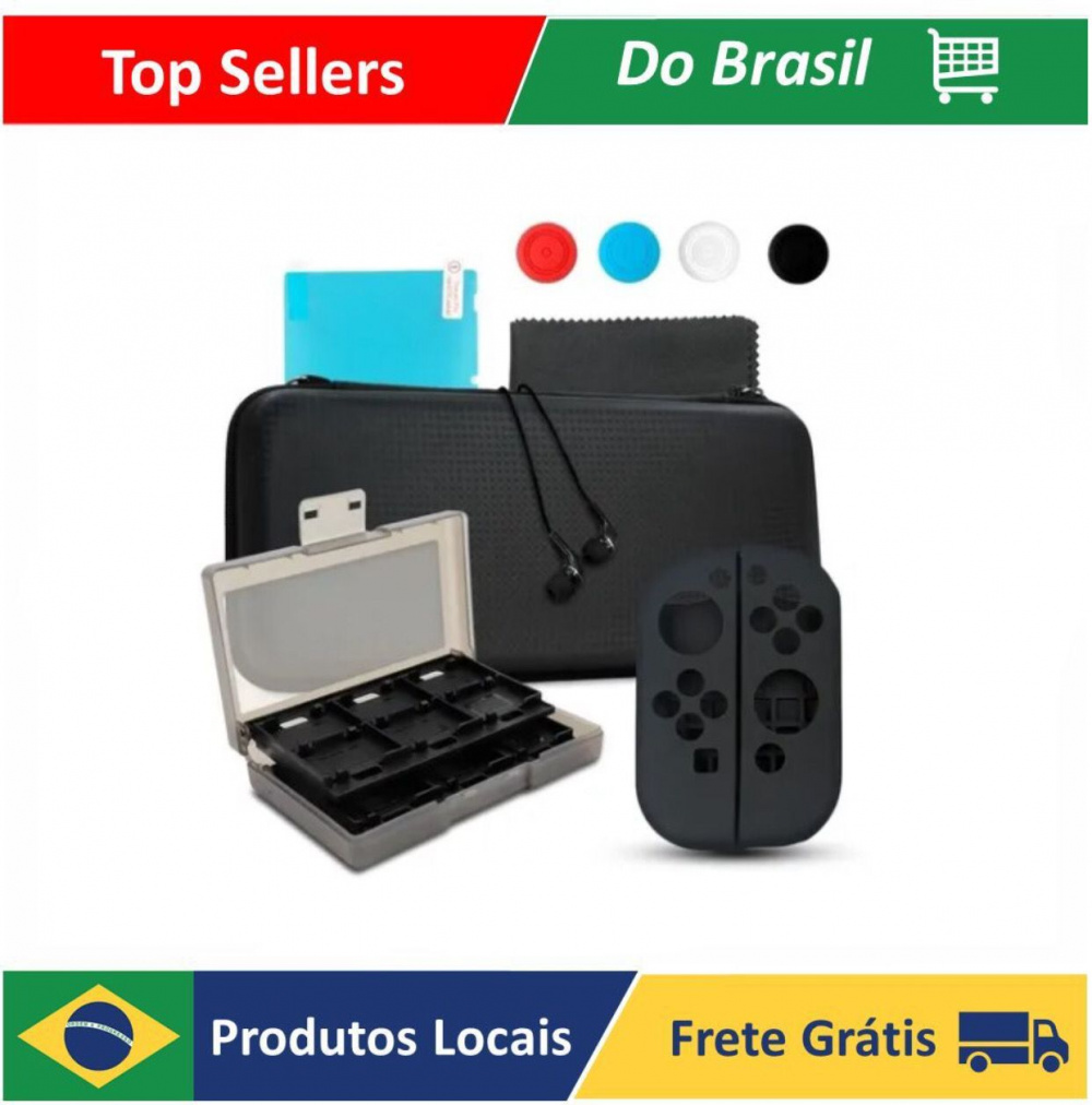 Kit De Acessórios 13 Em 1 para Video Game Nintendo Switch com Case,  Película, Fone e Mais - Tudo Pela Metade Do Dobro