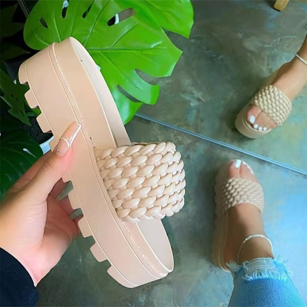 2021 Chinelos de verão femininos da moda novos chinelos lisos femininos  sapatos de plataforma de engrenagem chinelos de - Lojaheloshop