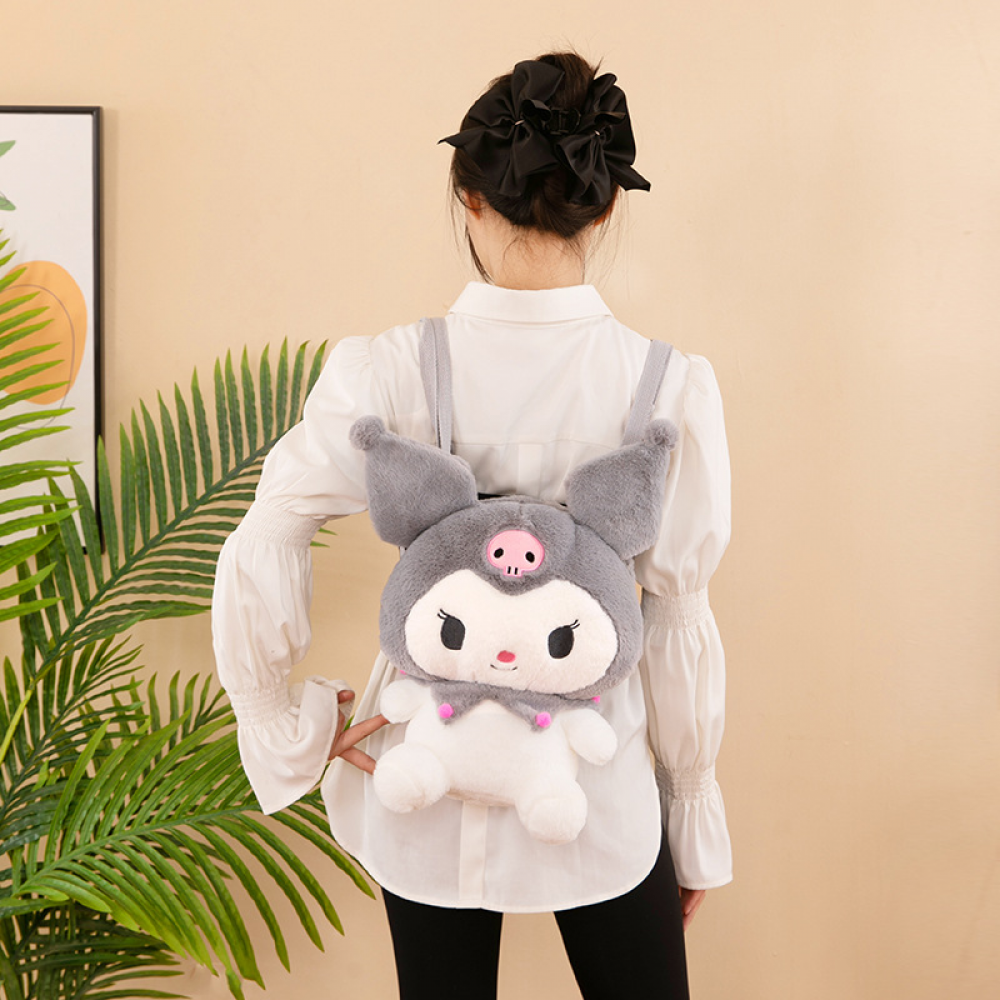 Mochila Pelúcia Kuromi Kawaii Hello Kitty, Pompom Purin, Cinnamoroll -  Super Fofa para Meninas e Mulheres - Lojahuntersxyi