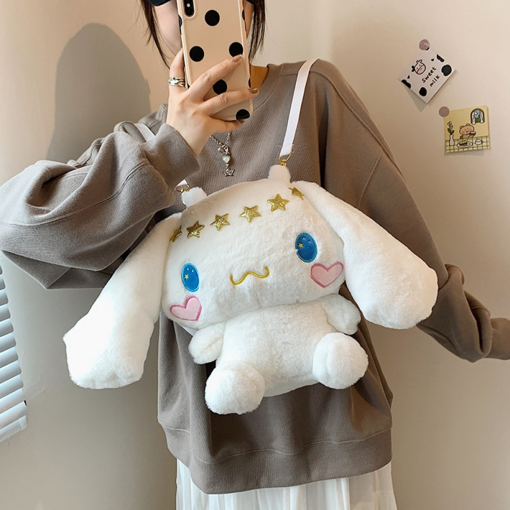 Mochila Pelúcia Kuromi Kawaii Hello Kitty, Pompom Purin, Cinnamoroll -  Super Fofa para Meninas e Mulheres - Lojahuntersxyi