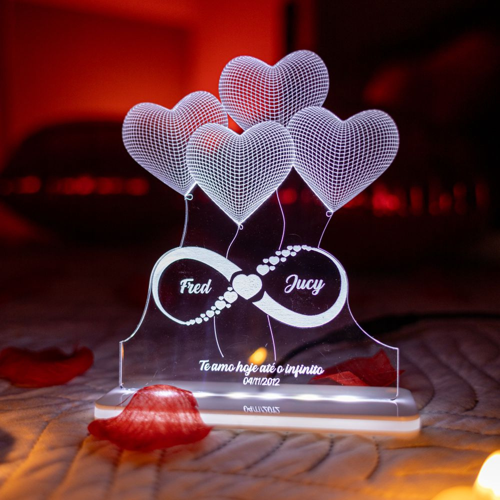 Luminária LED Romântica Amor Infinito - Luminarias Personalizadas