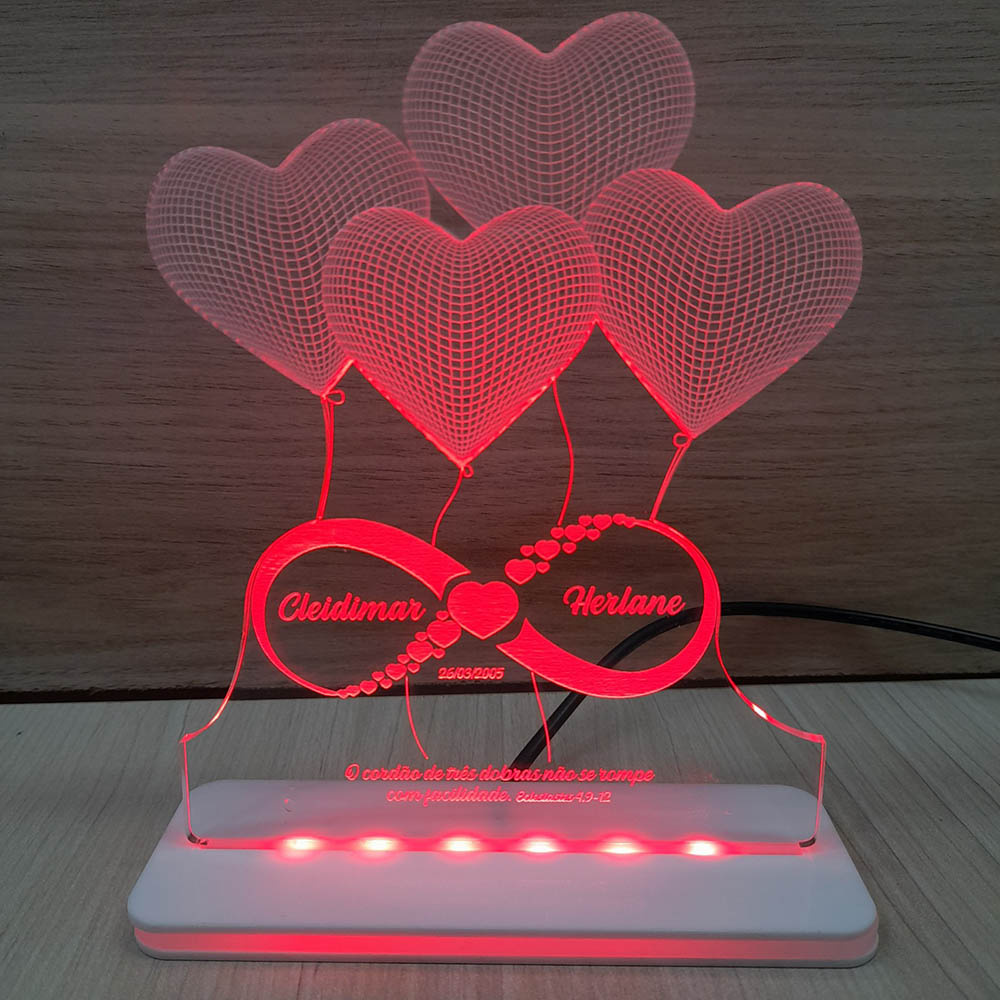 Luminária LED Romântica Amor Infinito - Luminarias Personalizadas