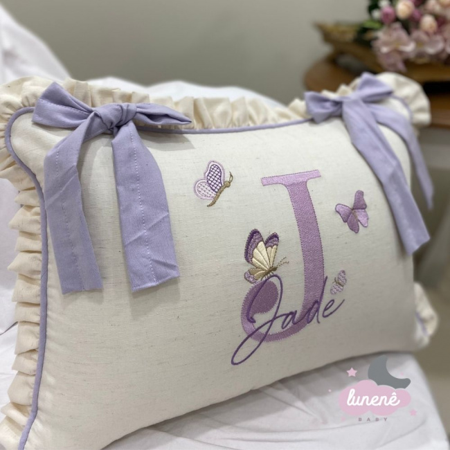 Almofada Bicama Personalizada Borboletas Lilás Primavera