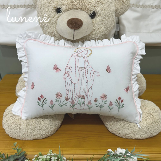 Almofada Bordada Nossa Senhora Jardim 200 fios