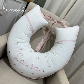 Almofada de Amamentação Borboletas Rose Laura com Nome do Bebê