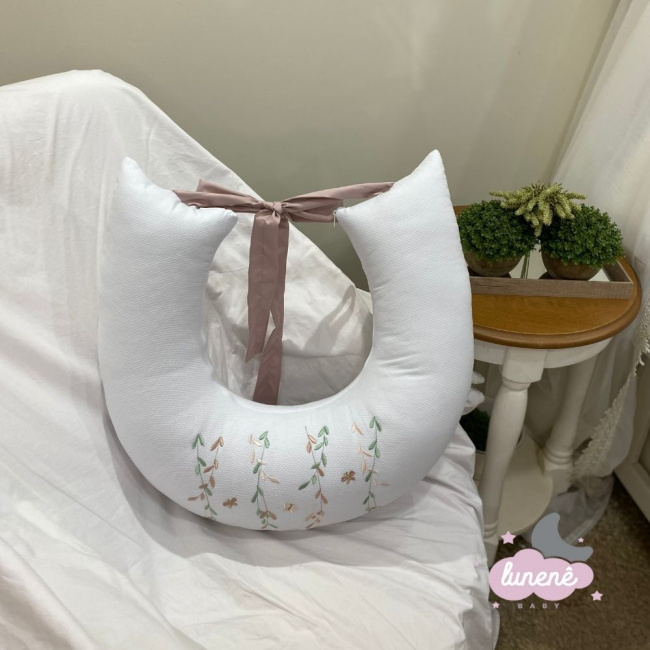 Almofada de Amamentação Personalizada Cute Baby Ramo de Flor Terracota 140 Fios
