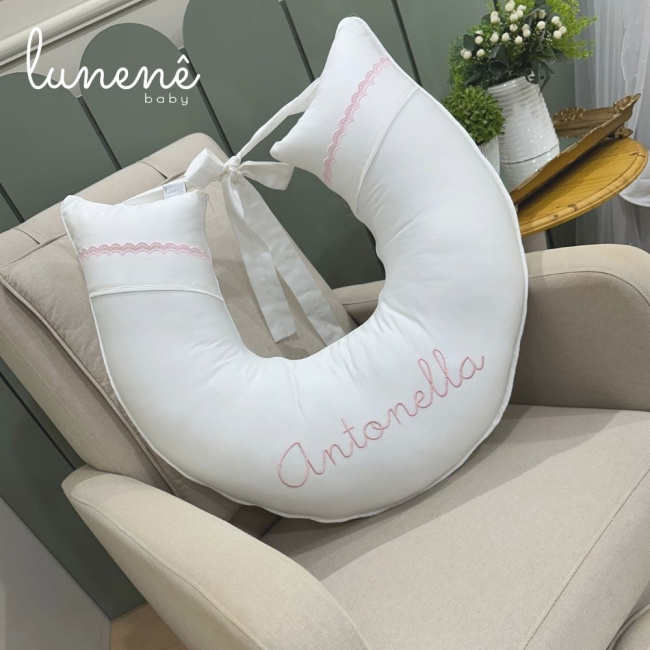 Almofada de Amamentação Lunenê Baby Castelli Rosa 400 Fios 4583