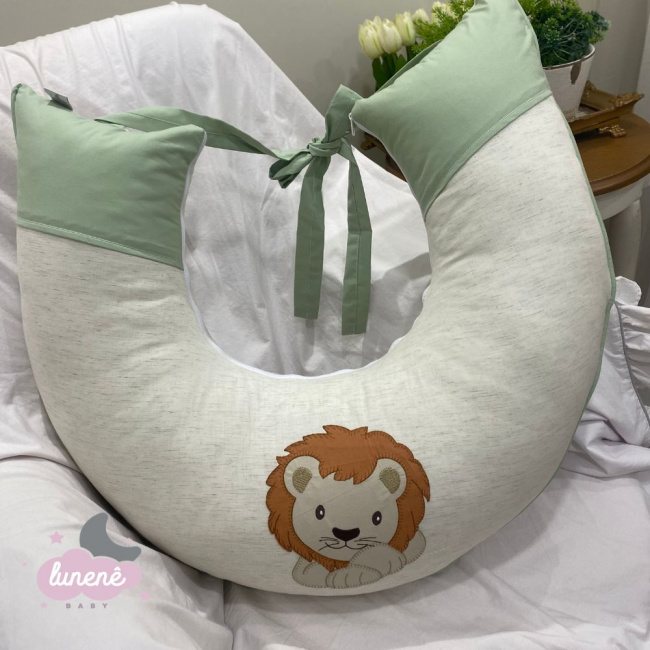 Almofada de Amamentação Personalizada Lunenê Baby Leão Verde 9044