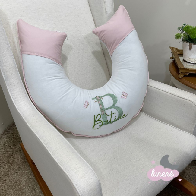 Almofada de Amamentação Personalizada Personale Baby Rose e Verde 200 Fios