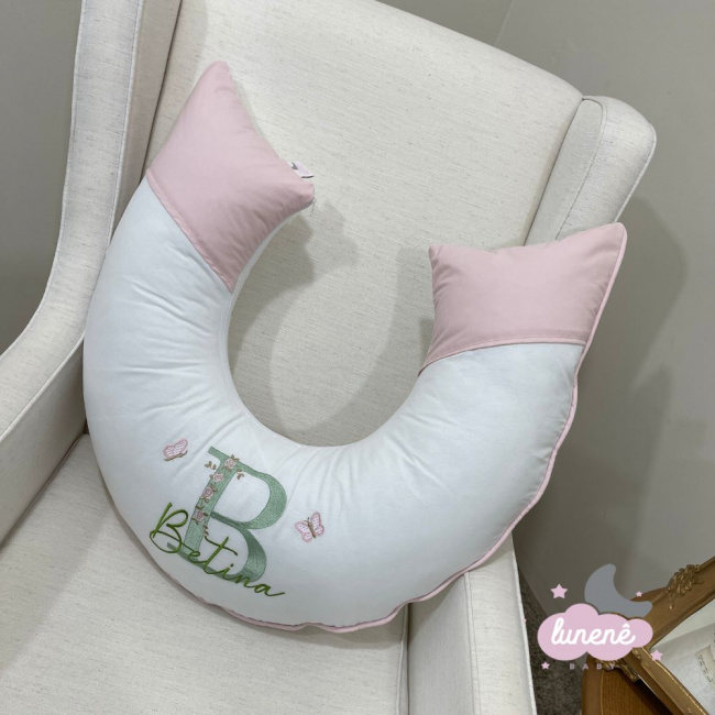 Almofada de Amamentação Personalizada Personale Baby Rose e Verde 200 Fios