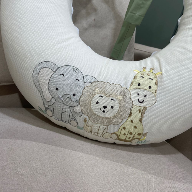 Almofada de Amamentação Personalizada Cute Baby Trio Bichinhos Verde 140 Fios 4248