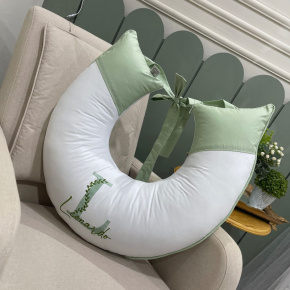Almofada de Amamentação Personalizada Folhas Baby Branco e Verde 200 Fios