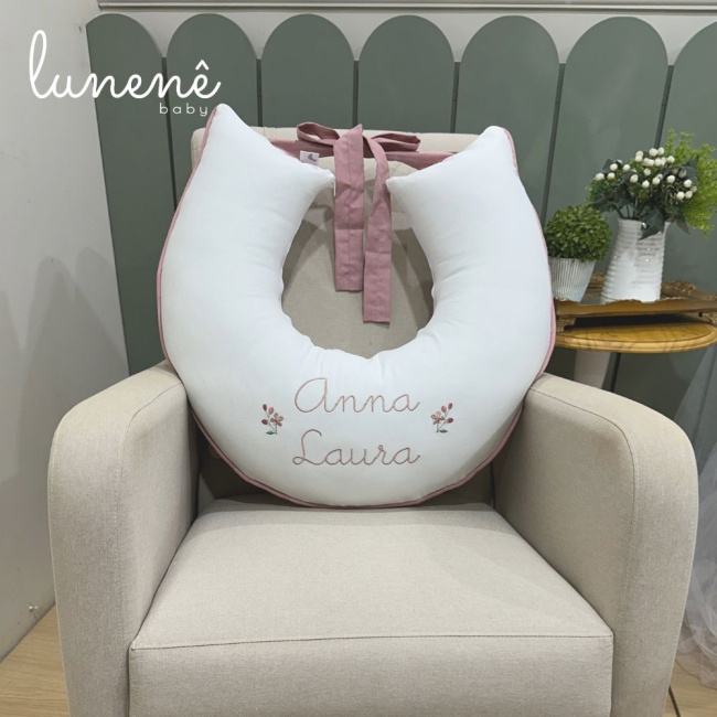 Almofada de Amamentação Personalizada Piquezinho Floral 400 Fios 4528